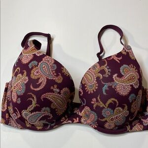 Victoria’s Secret Perfect Shape Paisley Print Padded Underwire Bra Sz 34D